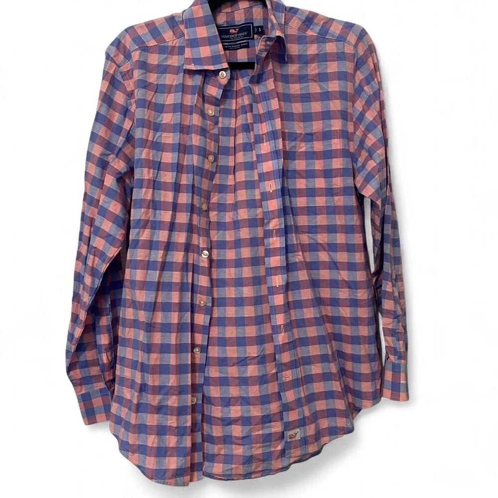 Vineyard Vines Slim Fit Murray Gingham Pink and Blue Button Down